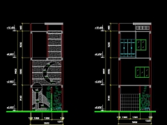 [CAD] Kiến trúc nhà phố 4 Tầng 15.45x39m vách giếng trời